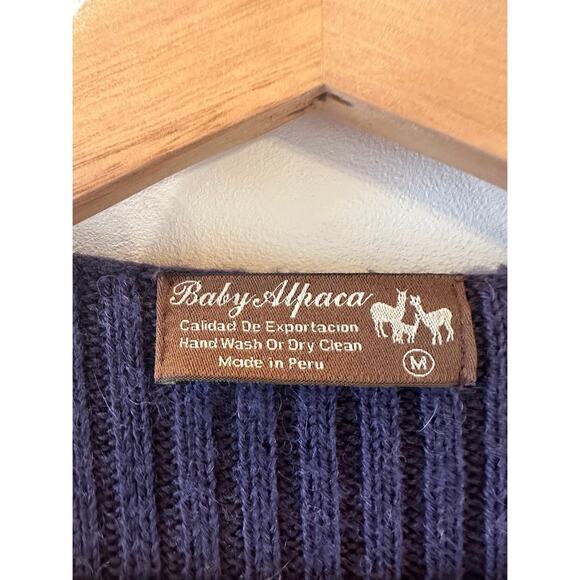 Vtg Handmade Baby Alpaca Romantic Purple Ruffle Front Long Sleeve Button Sweater - Picture 3 of 11